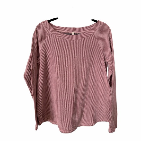 Emerald Tops - EMERALD LONG SLEEVE Pink Ribbed Top size Medium
